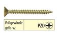Spanplattenschrauben mit Vollgewinde gelb verzinkt PZ Kreuzschlitz mit Senkkopf