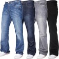 APT Jeans Bootcut Herren Wide Leg Flared Denim Hose Pattentaschen Hose UK Größen