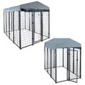Hundezwinger Hundekäfig Hundehütte Hundehaus Metall Zwinger mit Dach Überdachung
