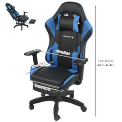 GAMING STUHL MIT KOPFSTÜTZE RACING BÜROSTUHL CHAIR DREHSTUHL SPORTSITZ 150KG DE