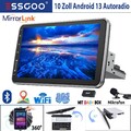 10" DAB+ 1 DIN Autoradio Android 13 360° Drehbarer GPS Navi RDS WiFi Bildschirm