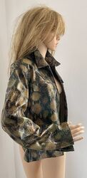 Jacke Leder Damen Schlangen-Druck 38/40 Camouflage Khaki neuwertig Ambiente