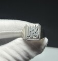 800 Silber Siegelring mit Initialen HK Handarbeit RG 62-63 Herrenring Art Deco