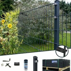 Doppelstabmattenzaun anthrazit Zaun 656 Höhe 1030 bis 1830mm Gartenzaun Zaunset