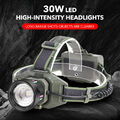 Super Hell 30000LM LED stirnlampe USB SCHEINWERFER Kopflampe TASCHENLAMPE Zoom