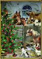 Festliche Bauernhoftiere Pferde Kühe Adventskalender Design von Barbara Behr 21x29