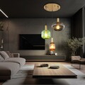 Pendelleuchte Hängelampe Esstischleuchte Flurlampe mehrfarbig Glas rauch D 55 cm