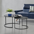 Couchtisch Beistelltisch Wohnzimmertisch Sofatisch 2er-Set Rund Metall Schwarz