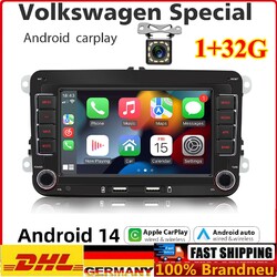 Android 14 Apple Carplay Autoradio RDS GPS Navi Für VW Golf V 5 6 Passat Polo 6R