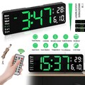 Große LED Digital Wanduhr mit Datum Temperatur Display Alarm Clock Fernbedienung