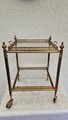 Servierwagen Barwagen Beistelltisch Messing Glas Tablett