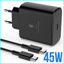 Für Samsung 45W Schnellladegerät Netzteil mit 2M USB-C Kabel für S23 S24 iphone