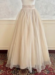 AUGUSTA JONES Maxirock gold Satin Netz breit Statement Kostüm Hochzeit 8