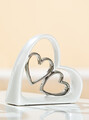 Skulptur Herzen im Herz Heart Silber Love Doppelherz Deko Objekt 20 cm (#328)