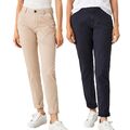 s.Oliver Damen Chino Stoffhose Mid rise Regular Fit Tapered Leg beige navy 