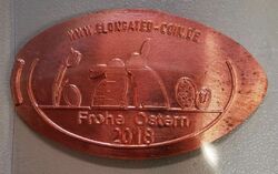 Forum-Coin / Elongated Coin / Motiv "Ostern 2018" / Quetschmünze / Selten