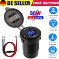 12V QC 3.0 PD USB Auto KFZ Steckdose Dual USB Ladegerät Buchse Dose KFZ Einbau
