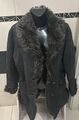 Shearling Schafleder aus Echtem Leder Gebraucht Frau Gr. 48 Dunkelgrau LLD255