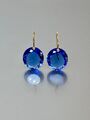 925 Sterlingsilber Blau Topas Lange Ohrringe Handgemacht Gold Füllung Schmuck