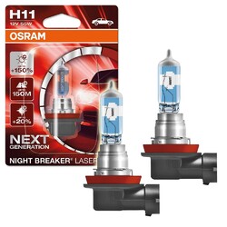 2x OSRAM NIGHT BREAKER® LASER H11 NEXT GENERATION HALOGEN SCHEINWERFERLAMPE 12V# +150% MEHR HELLIGKEIT - 64211NL-01B - EINZELBLISTER #