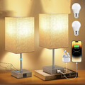 2er Set Tischlampe mit 2 USB-Ladefunktion Touch Dimmbar Nachttischlampe Moderne