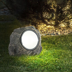 Solar Stein Dekoleuchte LED Gartenlampe Solarlampe Gartendekoration Wegelampe