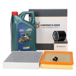 HIRSCHER Filterset + 5L CASTROL MAGNATEC 5W-20 E für FORD FOCUS 4 MK4 1.5 Ti-VCT
