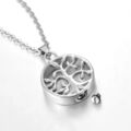UNISEX ANHÄNGER EDELSTAHL BAUM DES LEBENS SILBERFARBEN MIT KETTE ASCHE URNE MODC