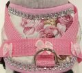 Softgeschirr  Brustgeschirr Hundegeschirr XS-M Welpen rosa Rosen Glitzer Hunde