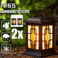 LED Solar Leuchte Garten Laterne Feuereffekt Außen Hof Lampe Flammen-Effekt Deko