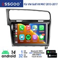 1+32G Android 14 10" Apple Carplay Autoradio Für VW Golf 7 VII GPS NAVI RDS WIFI