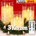 3er-Set Flackernden Flammenlose LED Kerzen mit Lichterkette Timer Fernbedienung
