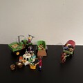 Playmobil Zum Bauernhof Traktor Ponykutsche zum Besuch Marktstand Äpfel Gemüse