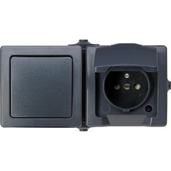 Kopp NAUTIC – Aus-/Wechselschalter-Steckdosenkombination, waagerecht Anthrazit 