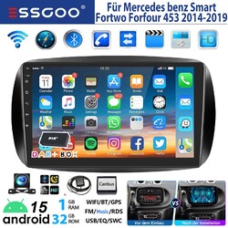 DAB+ CarPlay Android 15 Für Mercedes Benz Smart Forfour Fortwo 453 Autoradio GPS