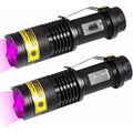 Mini UV Lampe LED Taschenlampe 395nm 3 Modi Zoom Scorpion Bernstein Schwarzlicht