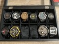 Herren Uhrensammlung mit Box, 10 Stück verschiedene Marken