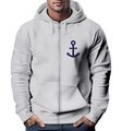 Zip-Hoodie Herren Sweatjacke mit Kapuze Anker Logo Print Männer Fashion