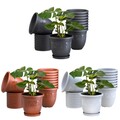 Blumentöpfe 10er Set mit Untersetzer Balkon für Garten Pflanzkübel Übertöpfe