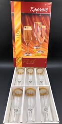 Rayware 6er Set Sektflöten Gläser mit Goldrand Classic Gold Collection