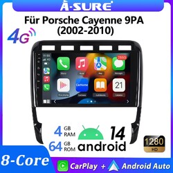 Android 14 9" 4+64G Autoradio CarPlay GPS SWC Für Porsche Cayenne 9PA 2002-2010