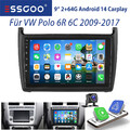 9" Android 14 Autoradio Für VW Polo 6R 6C 2009-2017 GPS NAVI WIFI FM mit Kamera