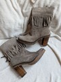 Damen Stiefelette Echtleder Gr. 39 neu Gabor mit Fransen  dunkles Beige/Taupe