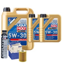 Motoröl 5W30 LIQUI MOLY Longlife Iii 7L+MAHLE Ölfilter +Cera Tec
