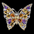 925 Sterlingsilber Ring Oval Citrin Amethyst Saphir Edelstein Butterfly Juwelen