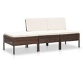 3-tlg. Garten Lounge Set mit Auflagen Poly Rattan Sitzgruppe Sofa Gartenset