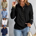 Damen Poloshirts Langarm Tunika Bluse Damen Locker Pullover Tee Herbst Tops