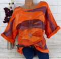 ITALY T Shirt Tunika Bluse Top Leinen Baumwolle Kurzshirt Orange 46 48 50