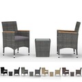 Polyrattan 3-tlg. Bistro Set Gartensitzgruppe Beistelltisch Stühle Balkonset
