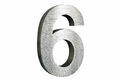 3D-Hausnummer 6 Edelstahl V2A H20cm Arial  0 1 2 3 4 5 6 7 8 9 a b c d